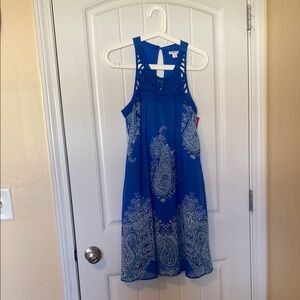 Xhilaration Blue Paisley Midi Dress